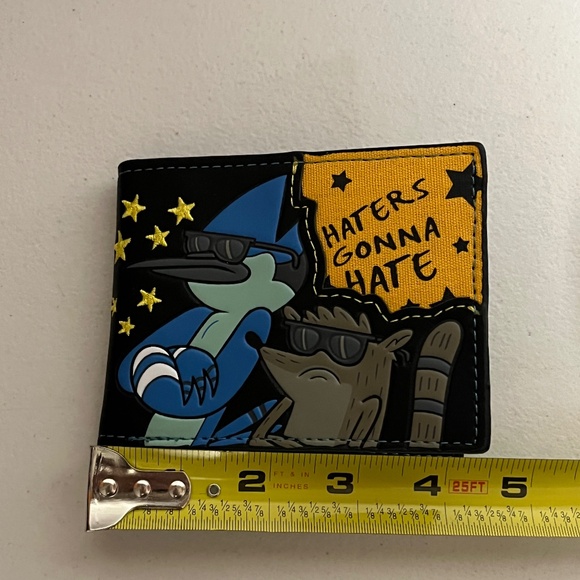Regular Show Mordecai Rigby Faux Leather Wallet Black Blue New Cartoon Money - Picture 6 of 7